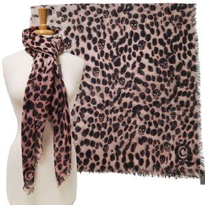 ALEXANDER MCQUEEN SCARF CASHMERE SILK SKULL AND ANIMAL PRINT 50" SQUARE